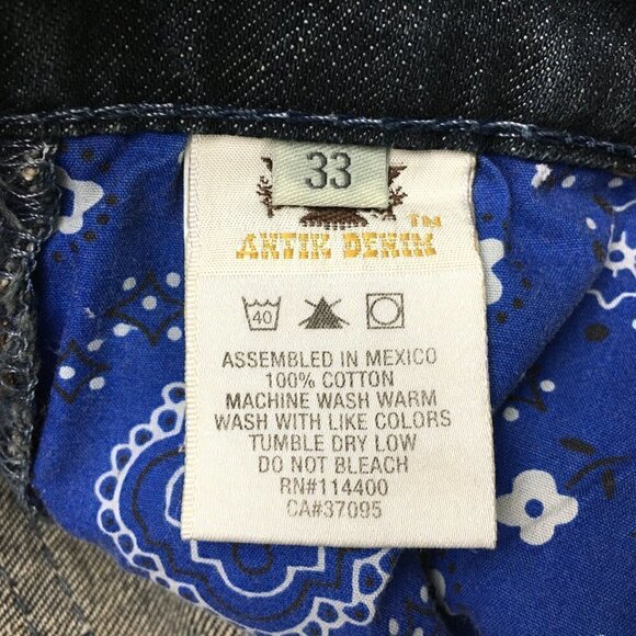 Antik Denim Men's Jeans Blackout Slight Bootcut Button Fly Stud Pockets 33x34 - Picture 11 of 13